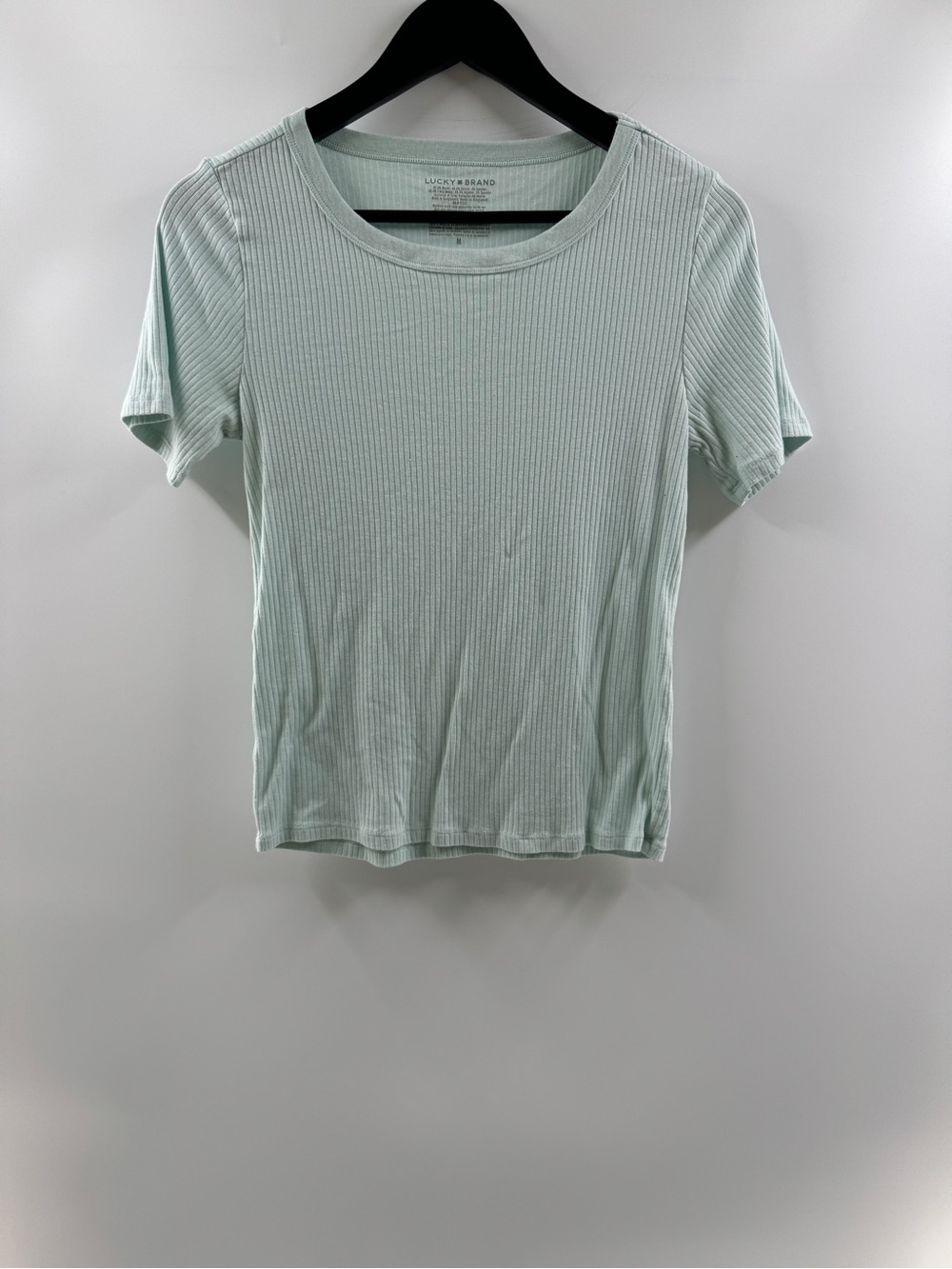Lucky Brand Ribbed Scoop Neck Top Women's Medium Mint Green Modal Blend